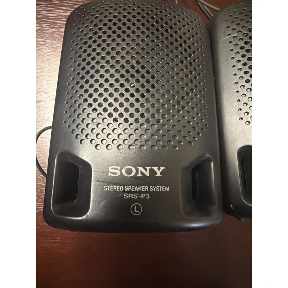 Sony SRS-P3 Bookshelf Speakers 2.0 Wired 3W RMS 3.5mm Jack Black Tested & Work